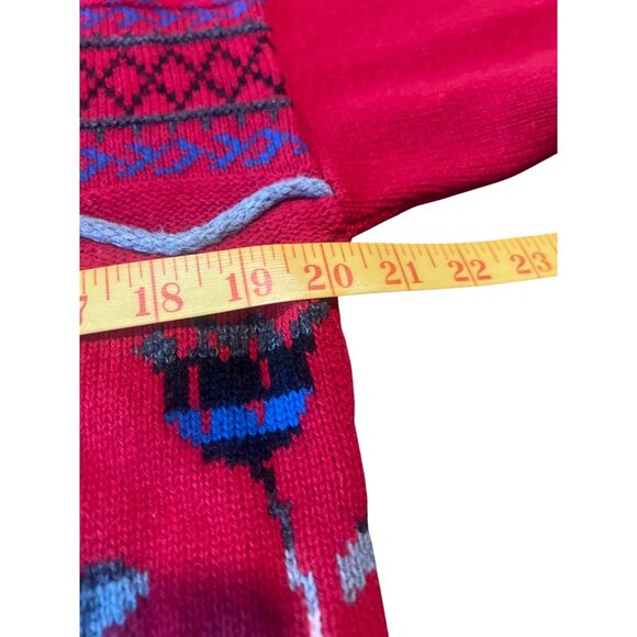 Vintage Alberoy Red Floral Pattern Knit Sweater L Made In U.S.A. - Picture 4 of 6